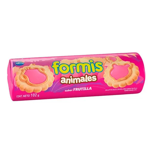Formis Animales Galletitas Dulces Con Relleno Sabor Frutilla 102gr