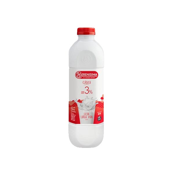 La Serenisima Leche Entera Fortificada Tenor Graso 3% Botella 1L