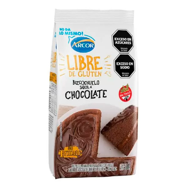 Arcor Premezcla Para Preparar Bizcochuelo Sabor Chocolate Sin Tacc 500gr