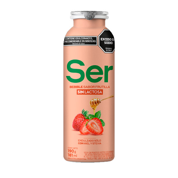 Ser Yogur Bebible Sabor A frutilla Sin Lactosa 190gr