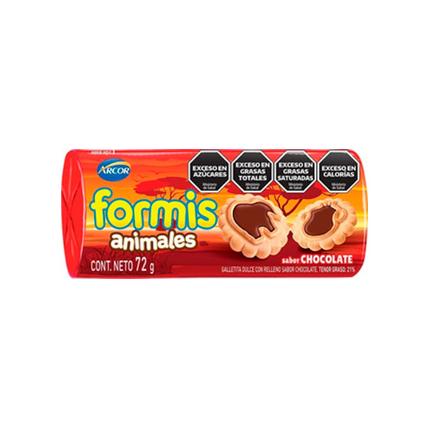 Formis Animales Galletitas Dulces Con Relleno Sabor A Chocolate 72gr