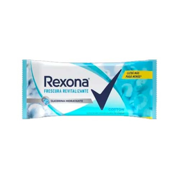 Rexona Jabon de Tocador Frescura Revitalizante con Glicerina Hidratante Cotton 3x125gr