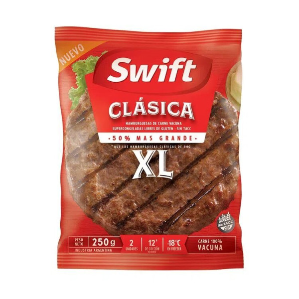 Swift Hamburguesas De Carne Vacuna Clasica XL 2 Unidades 250gr