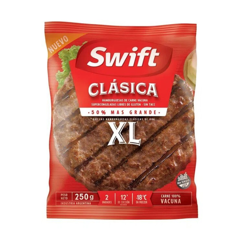 Swift Hamburguesas De Carne Vacuna Clasica XL 2 Unidades 250gr Swift Hamburguesas De Carne Vacuna Clasica XL 2 Unidades 250gr